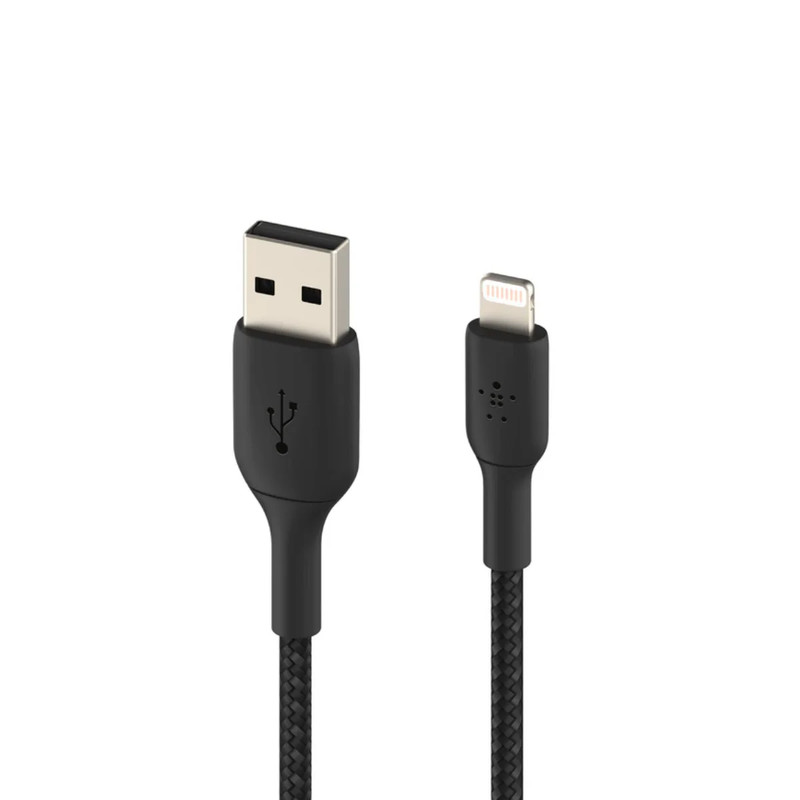 Belkin BoostCharge Braided Lightning To USB-A Cable 1m - Black - كابل شحن